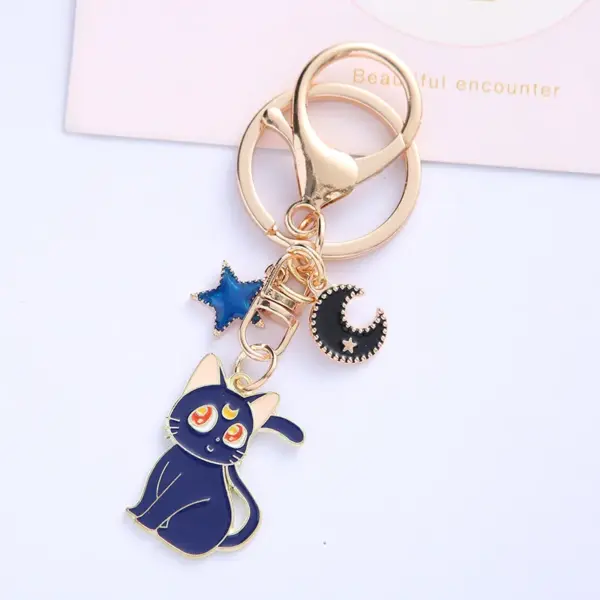 Anime Moon Cats Enamel Keychain for Couples - Image 2