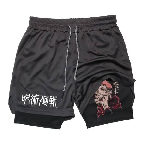 Men's 2 In 1 Anime Gym Shorts Summer - Image 19