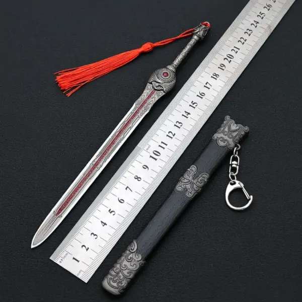 22cm Miniature Metal Katana Keychain Toy - Image 3