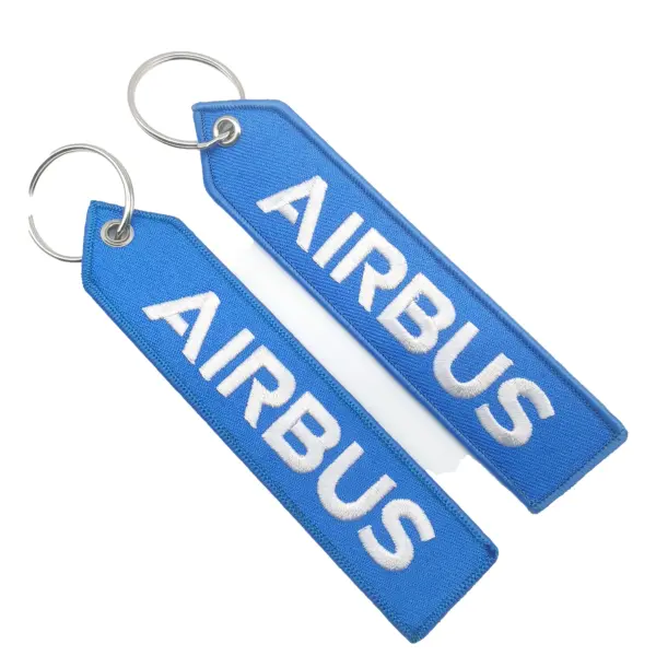Blue AIRBUS Keychain Double Sided Embroidered - Image 2
