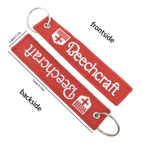 Red Beechcraft Embroidered Keychain for Aviators - Image 2