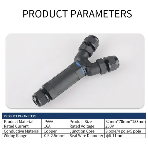 Waterproof Y-Type Cable Connectors 16A 415V - Image 2