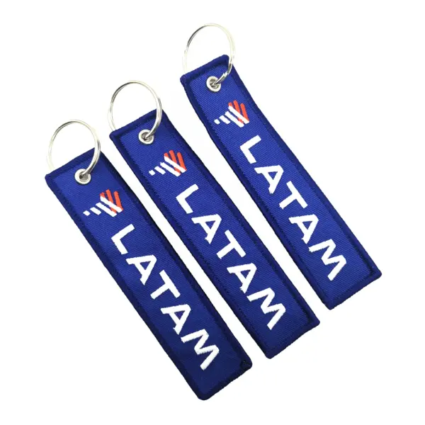 LATAM Blue Embroidery Keychain with Metal Ring - Image 3