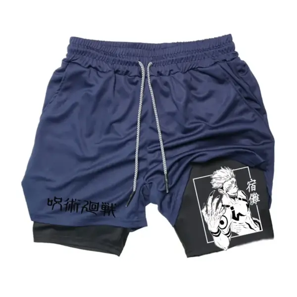 Men's 2 In 1 Anime Gym Shorts Summer - Image 6