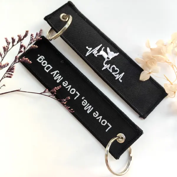 White Dog Embroidered Keychain Fashion Accessory - Image 5