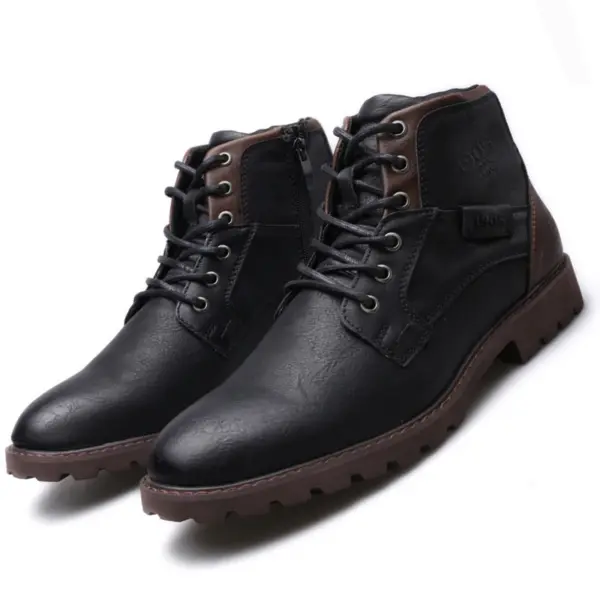 Men's Vintage Ankle Boots with Side Zipper - Image 5
