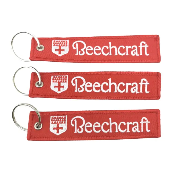 Red Beechcraft Embroidered Keychain for Aviators - Image 3