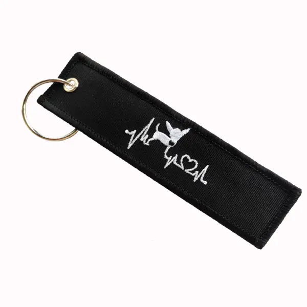 White Dog Embroidered Keychain Fashion Accessory - Image 2