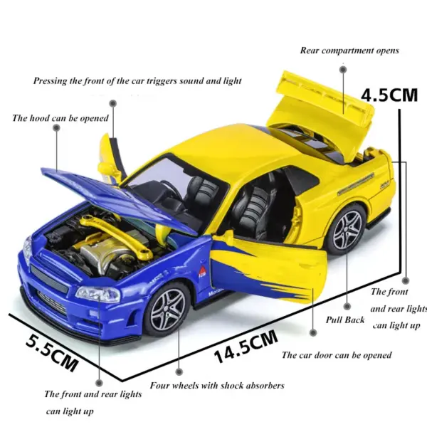 1/32 GTR R34 Diecast Model Car with Sound - Image 2