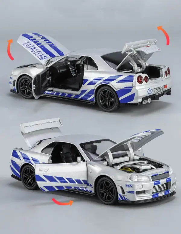 1/32 GTR R34 Diecast Model Car with Sound - Image 4