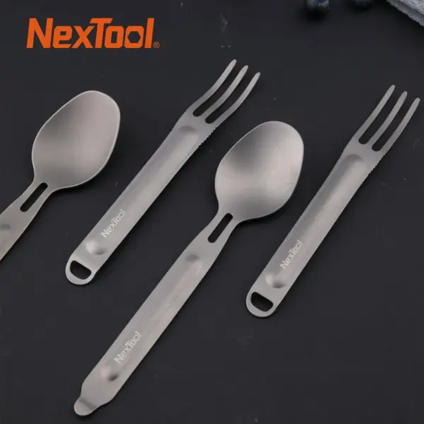 Titanium Fork and Spoon Set for Outdoors - Image 2