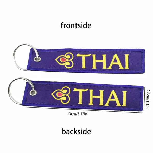 THAI Purple Embroidered Keychain Metal Ring - Image 2