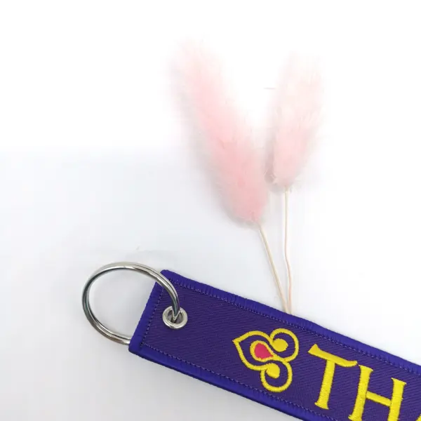 THAI Purple Embroidered Keychain Metal Ring - Image 5