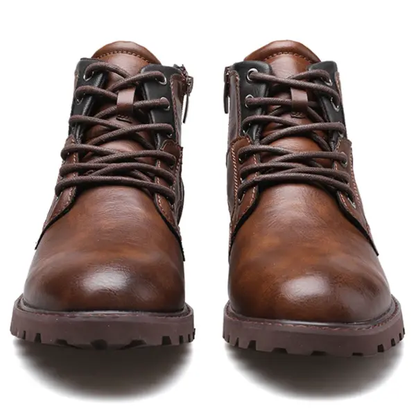 Men's Vintage Ankle Boots with Side Zipper - Image 2