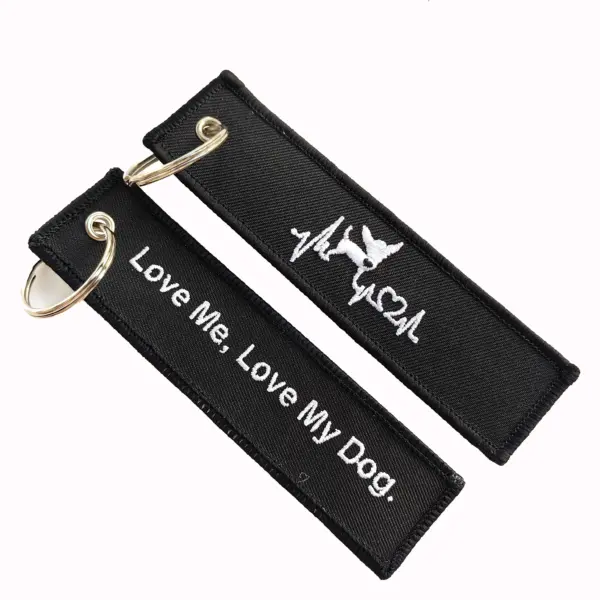 White Dog Embroidered Keychain Fashion Accessory - Image 3