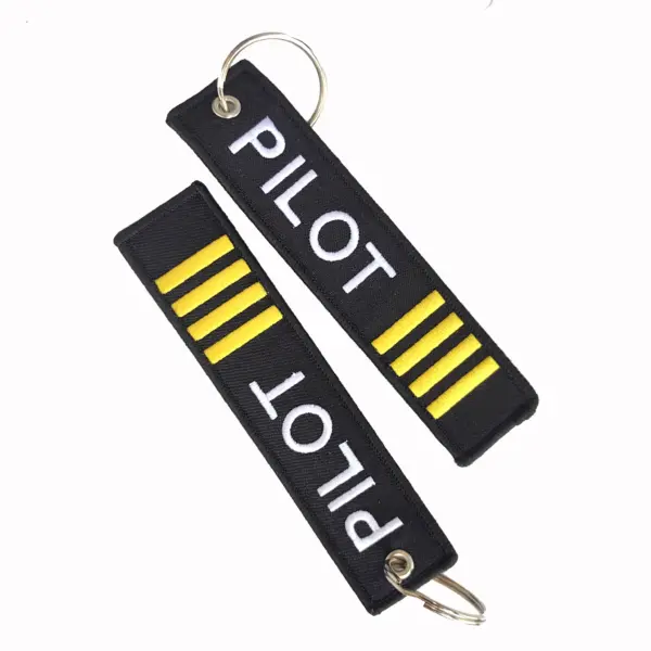 Pilot Themed Keychain with Embroidered Design - Image 3