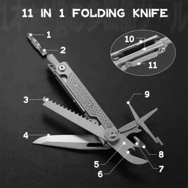 11 in 1 Folding Multi Tool Knife Portable EDC - Image 2