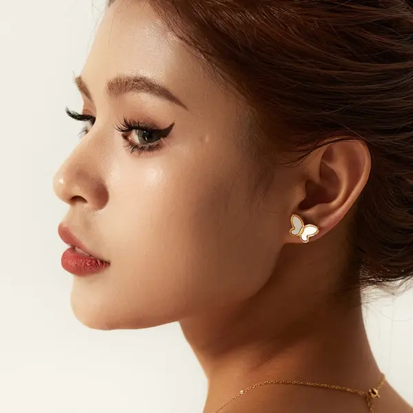 18K Gold Plated Stainless Steel Butterfly Earrings - Image 5