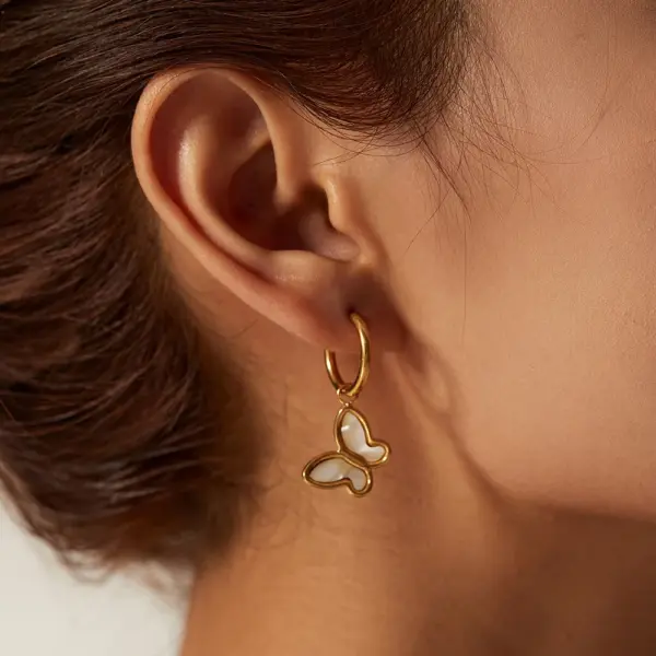18K Gold Plated Stainless Steel Butterfly Earrings - Image 6