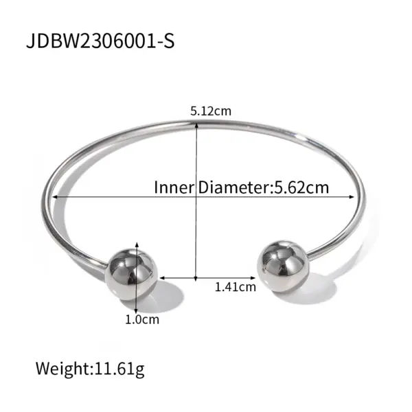Trendy Stainless Steel Geometric Bangle Bracelet - Image 23