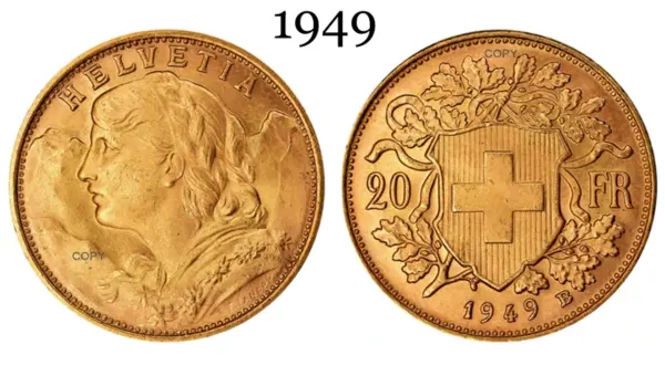 Switzerland 1949 20 Francs Gold Replica Coin - Image 4