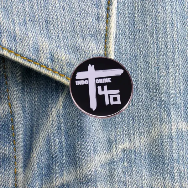 Indochine Enamel Pin Badge Round Metal Brooch - Image 4