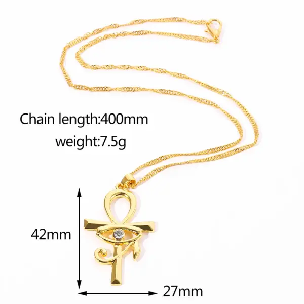 Eye of Horus Gold Ankh Pendant Necklace - Image 2
