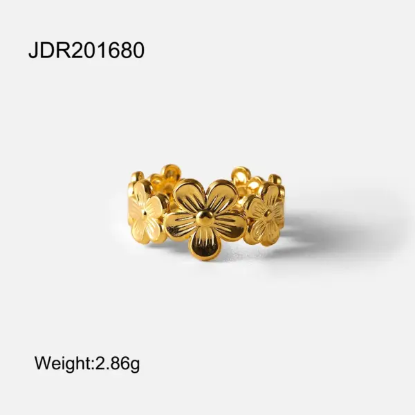 Adjustable Stainless Steel Flower Ring for Women - Image 23