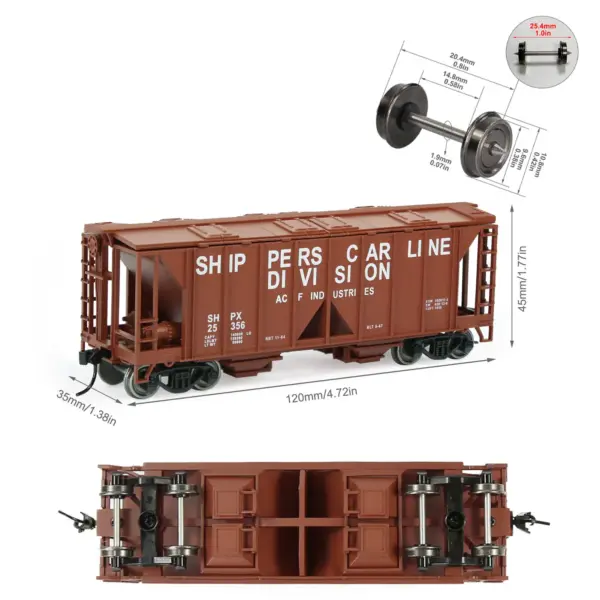 HO Scale 2-Bay Covered Hopper Car Model - Image 4