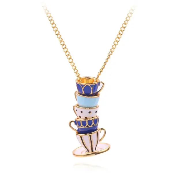 Boho Handmade Tea Cup Pendant Necklace - Image 11