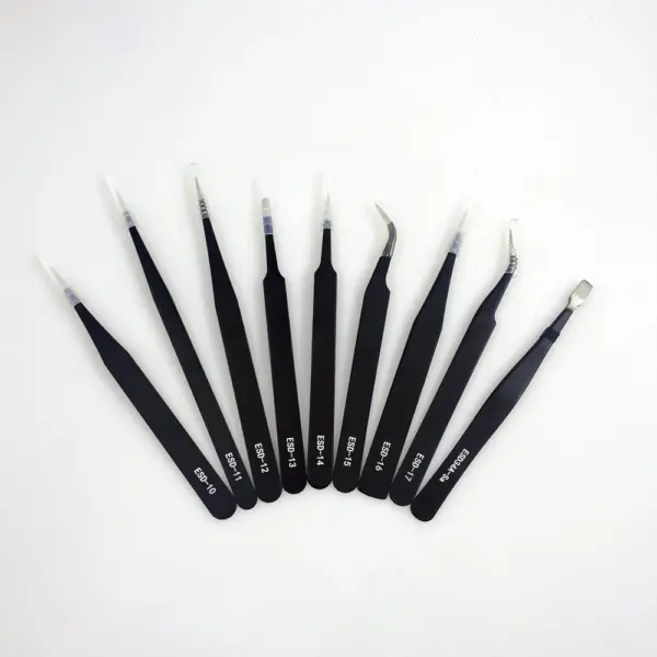9-Piece Anti-Static Stainless Steel Tweezers Set - Image 3