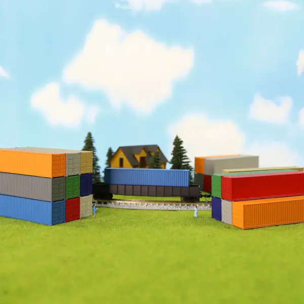 9pcs N Scale Colorful Shipping Containers Set - Image 5