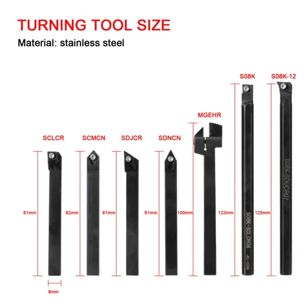 Lathe Tool Holder Set with Inserts 8mm 10mm 12mm - Image 2