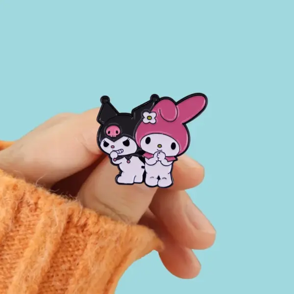 Kawaii Kur0mi Bunny Rabbit Enamel Brooch - Image 2