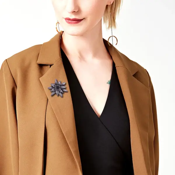 Edelweiss Flower Copper Brooch Pin - Image 5