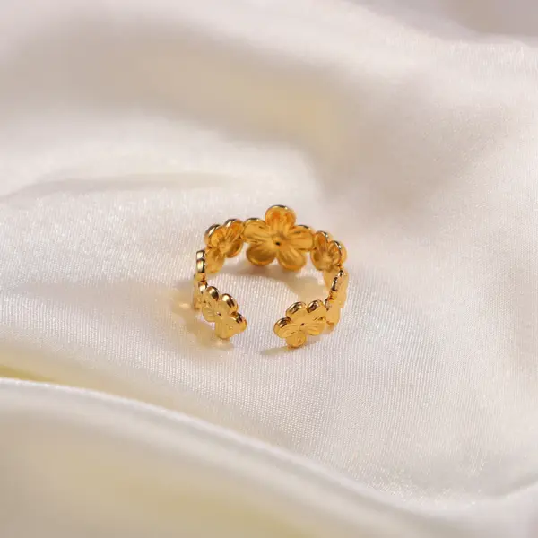Adjustable Stainless Steel Flower Ring for Women - Image 5