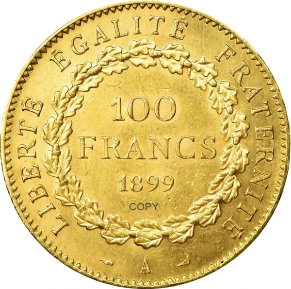 France 1899 100 Francs Gold Replica Coin - Image 2