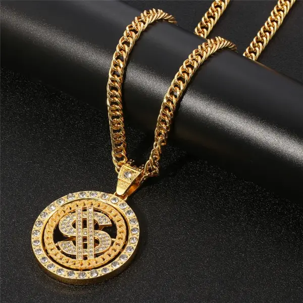 Rotating Dollar Pendant Necklace for Men - Image 2
