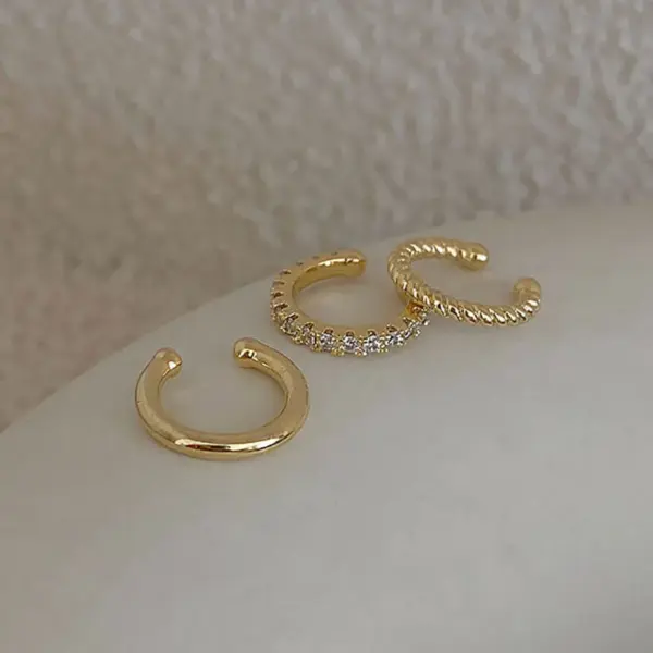 Minimalist Clip-On Crystal Earrings Set - Image 4