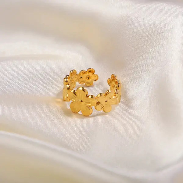 Adjustable Stainless Steel Flower Ring for Women - Image 6