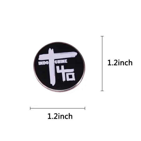 Indochine Enamel Pin Badge Round Metal Brooch - Image 2