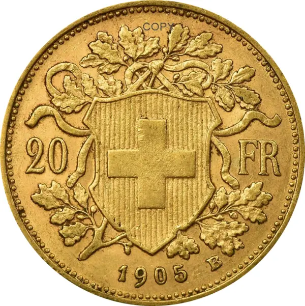 Switzerland 1905 Gold 20 Franc Commemorative Coin - Image 2
