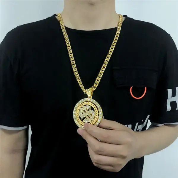 Rotating Dollar Pendant Necklace for Men - Image 4