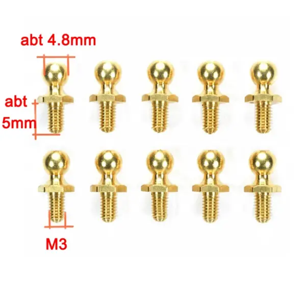 10PCS M3 Brass Ball Head Screws for RC Boats - Image 2