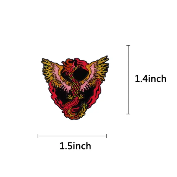 Flaming Phoenix Enamel Brooch Bold Design - Image 2