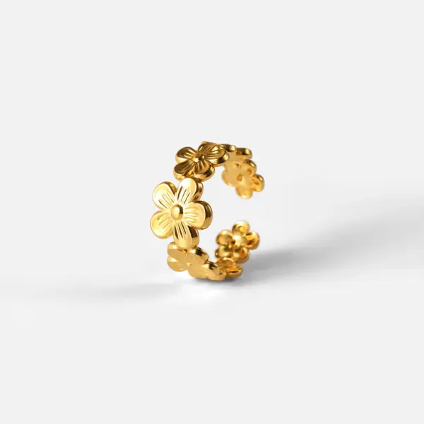 Adjustable Stainless Steel Flower Ring for Women - Image 2