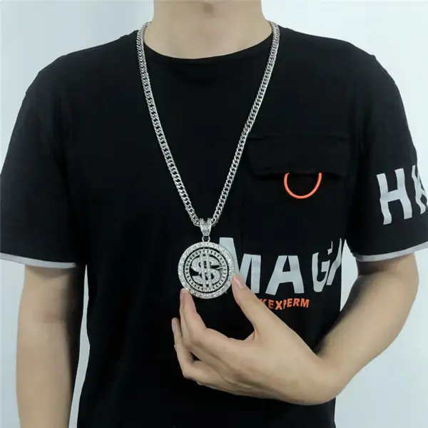 Rotating Dollar Pendant Necklace for Men - Image 5