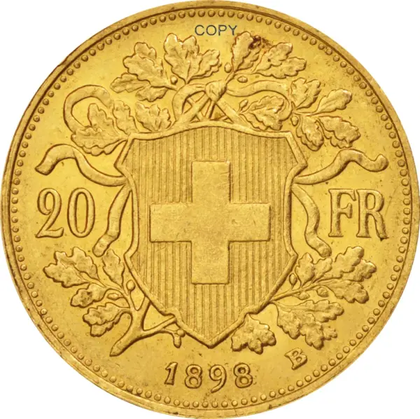 Switzerland 20 Francs 1898 Replica Coin - Image 2