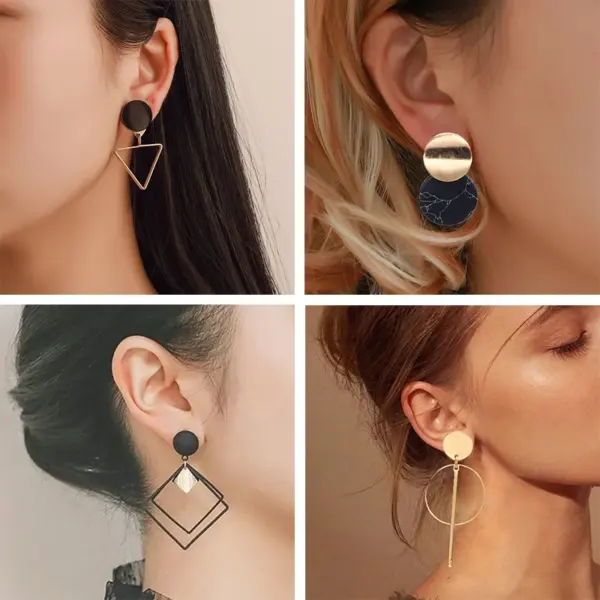 Korean Black Acrylic Drop Earrings for Elegance - Image 2