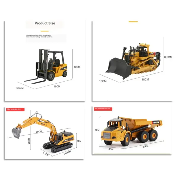 HUINA 1:50 Diecast Alloy Construction Vehicle Set - Image 3